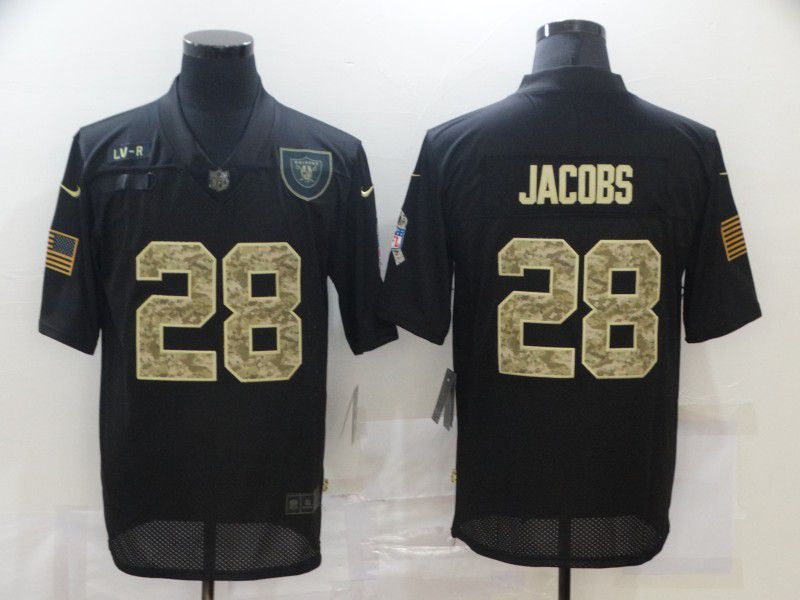 Men Okaland Raiders 28 Jacobs Black camo Lettering 2020 Nike NFL Jersey